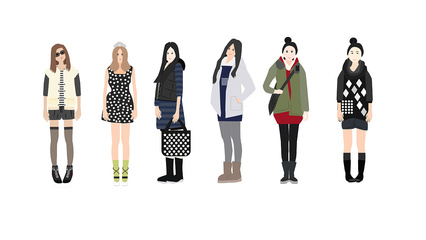 時(shí)尚女生服裝搭配人物插畫(huà) 以畫(huà)筆勾勒穿搭美學(xué)
